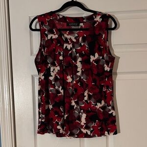 Kasper Sleeveless Floral Blouse - Red and Black